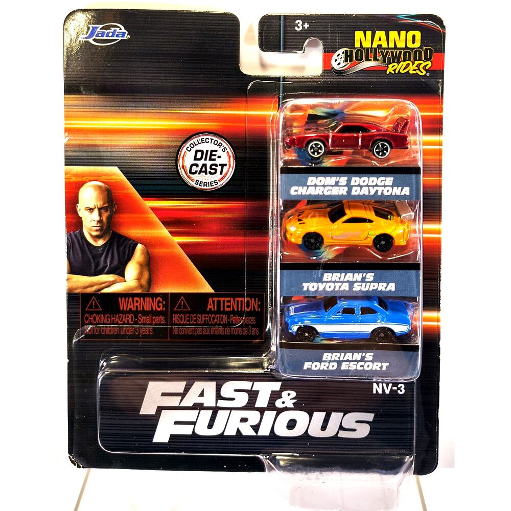 Jada Nano Hollywood Rides FAST & FURIOUS 3-CAR Pack, New, See Pics/Description!